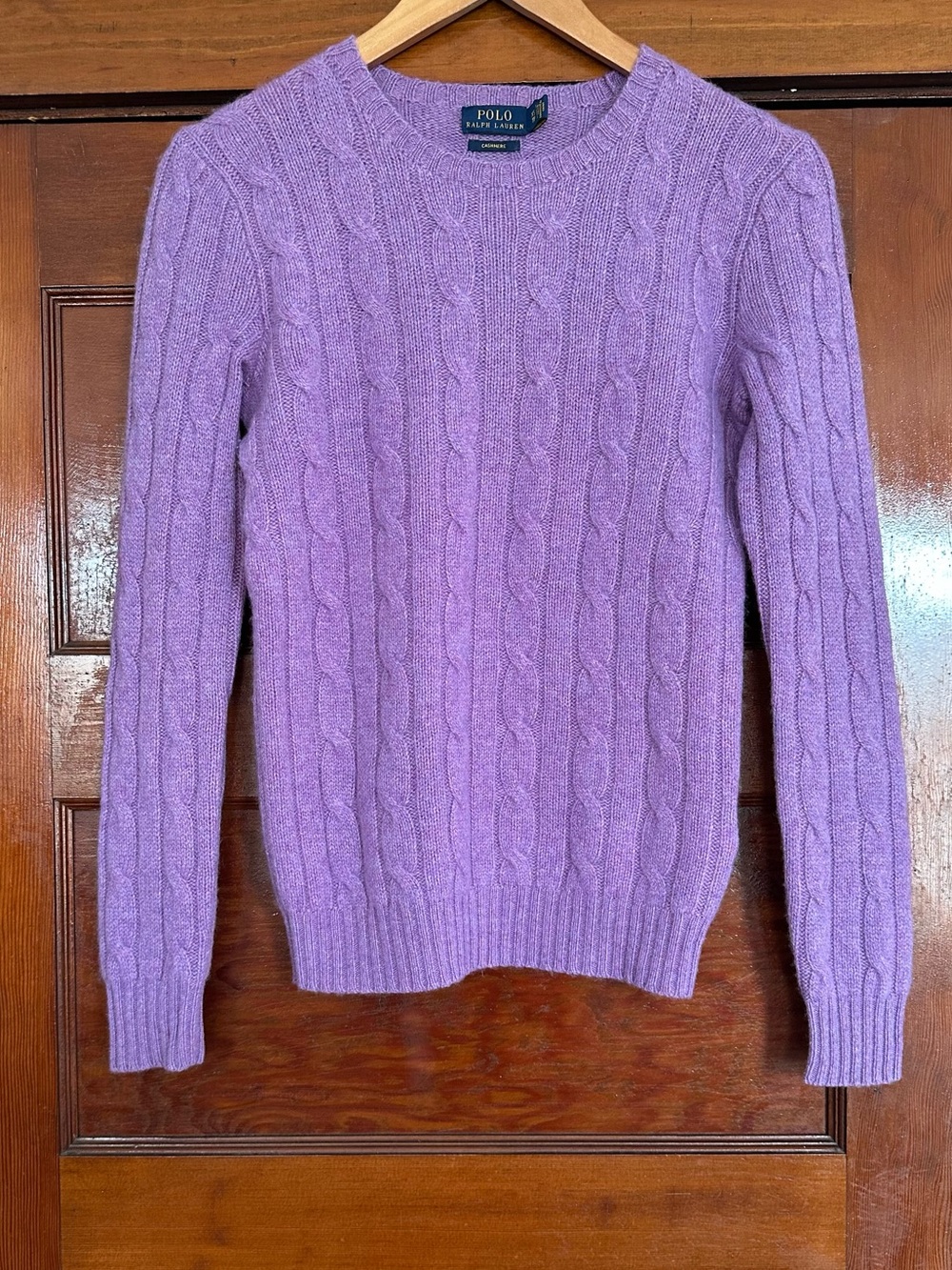 Polo Ralph Lauren Purple Crewneck Cashmere Cable Knit Sweater Size XS Classic